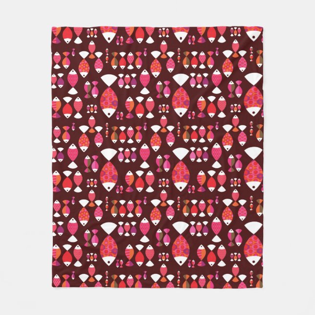 Undervattens- mönster för abstrakt retro fisk fleecefilt (Framsidan)