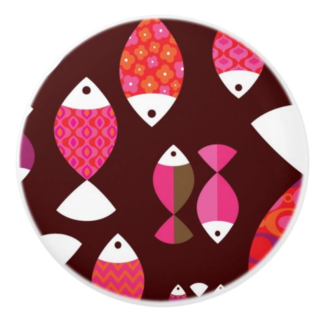 Undervattens- mönster för abstrakt retro fisk knopp (Framsidan)