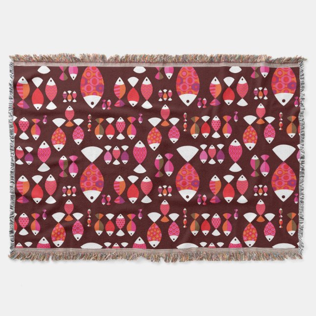 Undervattens- mönster för abstrakt retro fisk mysfilt (Framsidan)