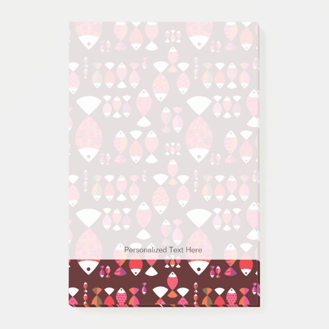 Undervattens- mönster för abstrakt retro fisk post-it block (Framsida)