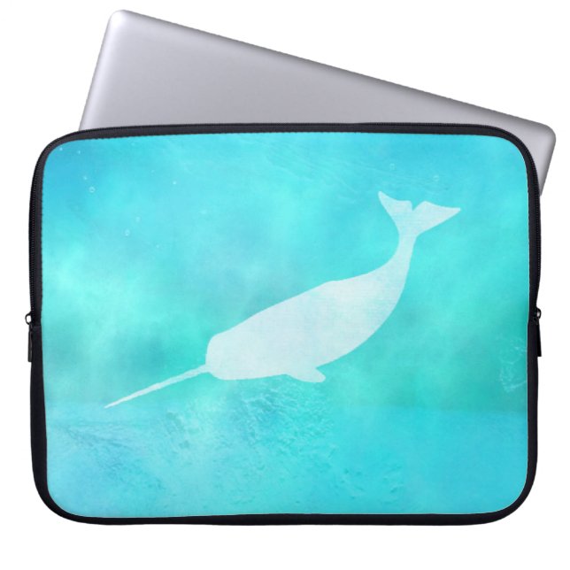 Undervattens- Narwhal Silhouette Laptop Sleeve (Framsidan)