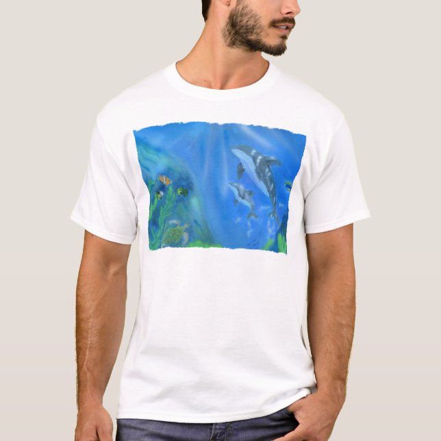 Undervattens- plats för delfin t-shirt (Framsida)