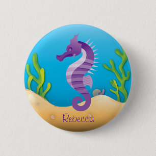 Undervattens- purpurfärgad Seahorse Knapp