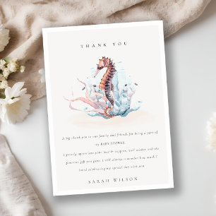 Undervattens Sjöhästar Sjögräs Korall Baby Shower Tack Kort