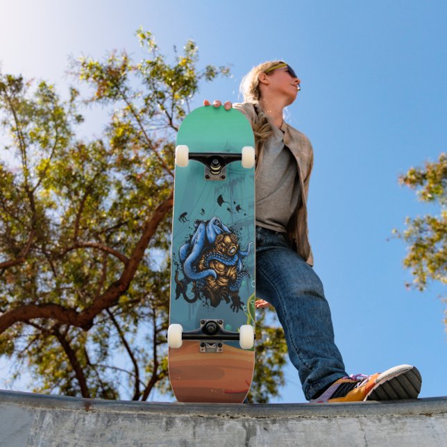 Undervattens skattjägare Dykare Bläckfisk Attack Mini Skateboard Bräda 18,5 Cm (Utomhus 1)