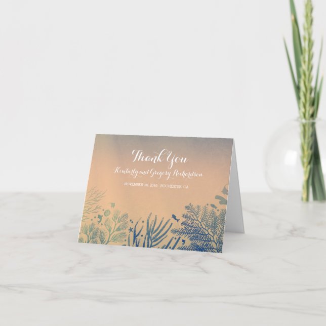 Undervattens- Themed tropiskt strandbrölloptack Tack Kort (Framsida)