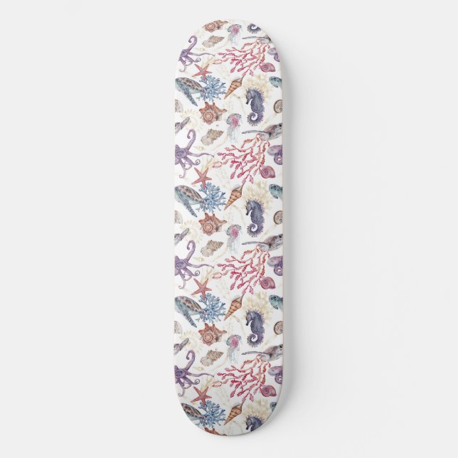 Undervattensakvarellkomposition Serie Design 1  Mini Skateboard Bräda 18,5 Cm (Framsida)