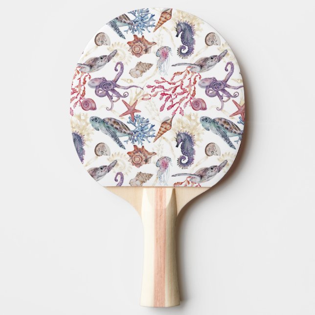 Undervattensakvarellkomposition Serie Design 1  Pingisracket (Framsidan)