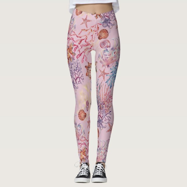 Undervattensakvarellkomposition Serie Design 3 Leggings (Framsida)