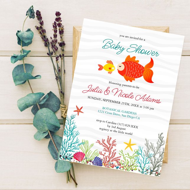 Undervattensäta sjö djur baby shower inbjudningar (Skapare uppladdad)