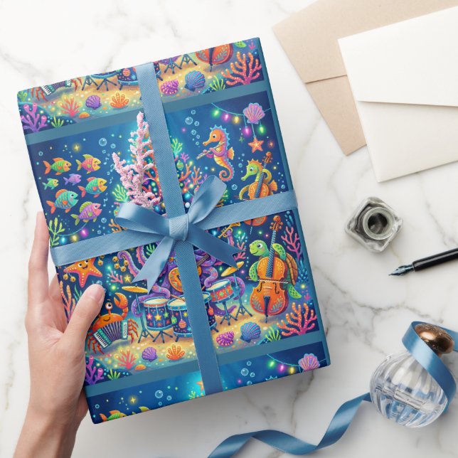 Undervattensband med bläckfiskar presentpapper (Gifting)