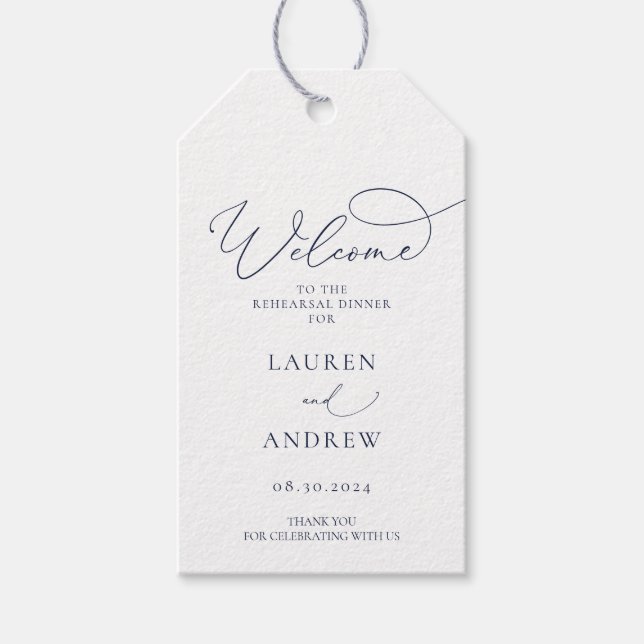 Undervattensblått minimalistiskt repetitionsdager presentetikett (Framsidan)