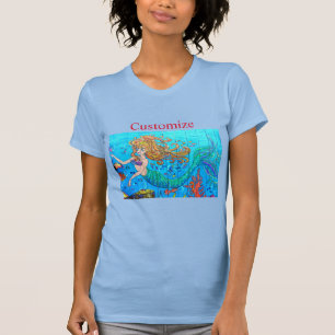 Undervattensbrunn med rödhårig sjöjungfru t shirt