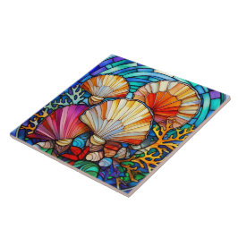 Undervattensbrunnar och koraller nedfläckad glasko kakelplatta