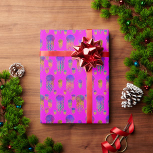Undervattensdansande Regnbågar Magenta Presentpapper