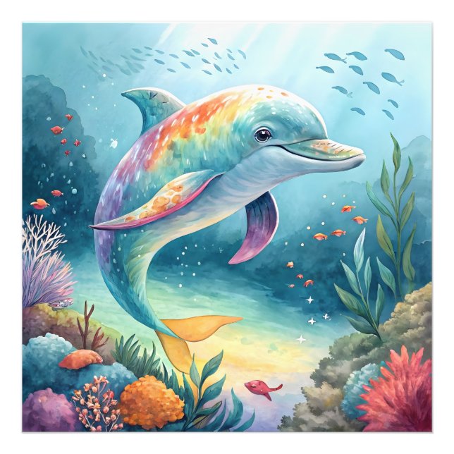 Undervattensdelfin Fototryck (Framsidan)