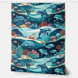 Undervattensdelfin och korallrev Skal och stift