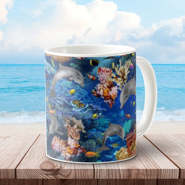 Undervattensdelfiner korallrev kaffemugg (Skapare uppladdad)