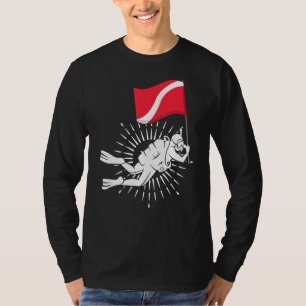 Undervattensdiv Swimming Diver Flagga Ocean Scuba T Shirt