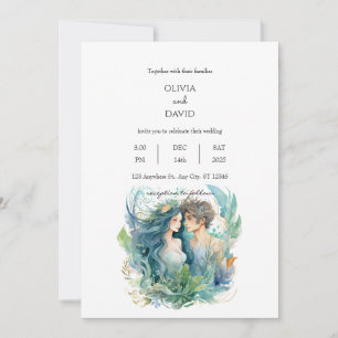 UndervattensFantasy Sjöjungfru par Beach Wedding Inbjudningar