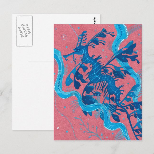 Undervattensfärgning av bläckfisk i havskorpa vykort (Fram/baksida)