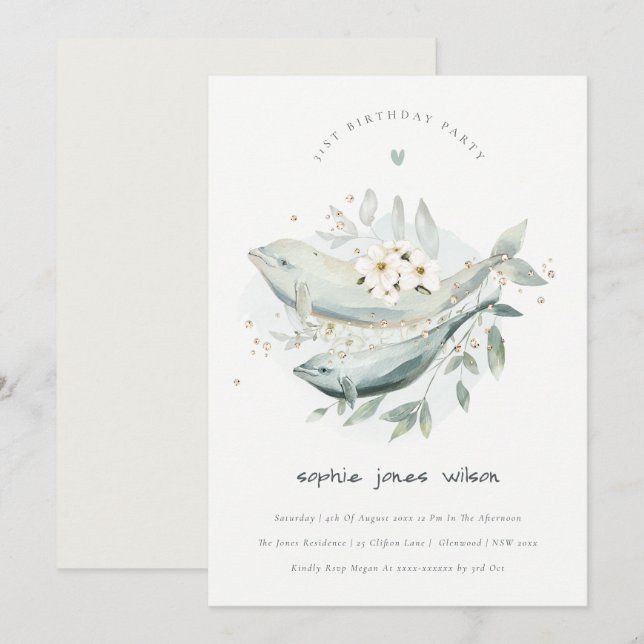 Undervattensfisk: Blommigt av alla åldrar Födelsed Tack Kort (Fram/baksida)