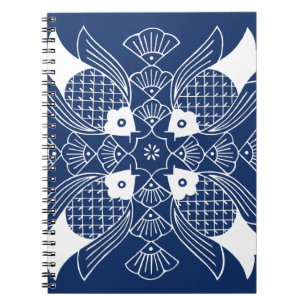 Undervattensfiskdesign med blå bakgrund anteckningsbok