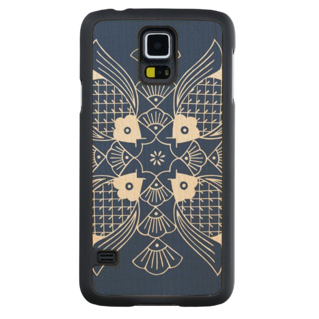 Undervattensfiskdesign med blå bakgrund carved lönn galaxy s5 skal (Baksidan)