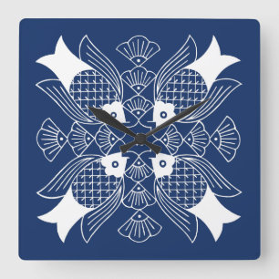 Undervattensfiskdesign med blå bakgrund fyrkantig klocka