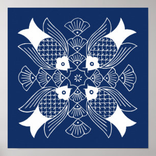 Undervattensfiskdesign med blå bakgrund poster