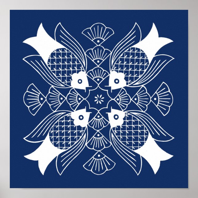 Undervattensfiskdesign med blå bakgrund poster (Framsidan)