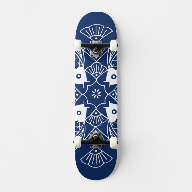Undervattensfiskdesign med blå bakgrund skateboard bräda 20,5 cm (Framsida)