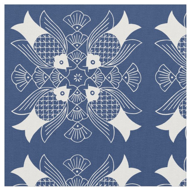 Undervattensfiskdesign med blå bakgrund tyg (Närbild)