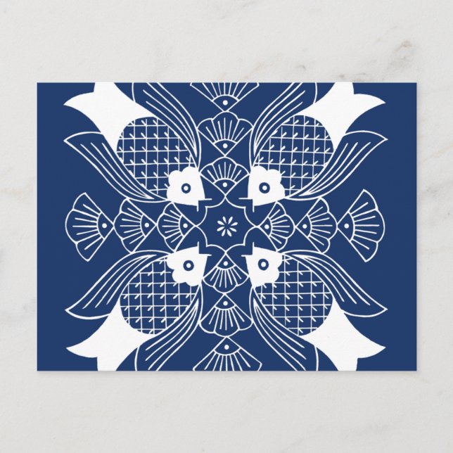 Undervattensfiskdesign med blå bakgrund vykort (Framsida)