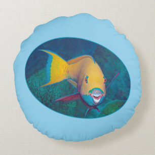 Undervattensfoto för Parrotfish - fotografisk desi Rund Kudde