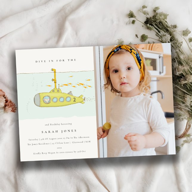 Undervattensfoto, oavsett ålder, födelsedag Inbjud Tack Kort (Skapare uppladdad)