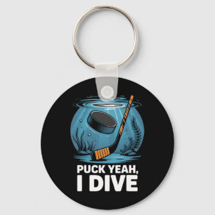 Undervattenshockeyspelare Puck Ja Dykning Sport Aq Nyckelring