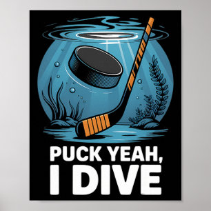 Undervattenshockeyspelare Puck Ja Dykning Sport Aq Poster