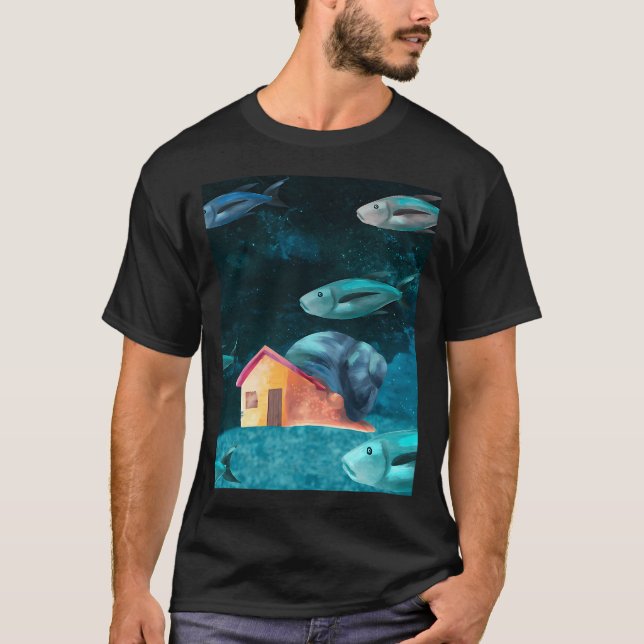 Undervattenshus Snigel med fisk som simmar T Shirt (Framsida)