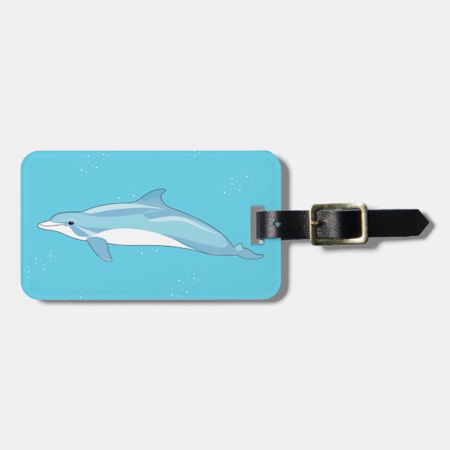 Undervattensillustration av blå delfin design bagagebricka (Horisontell Framsida)