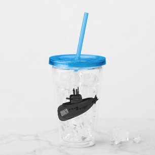 Undervattensillustration av tecknaden take away mugg