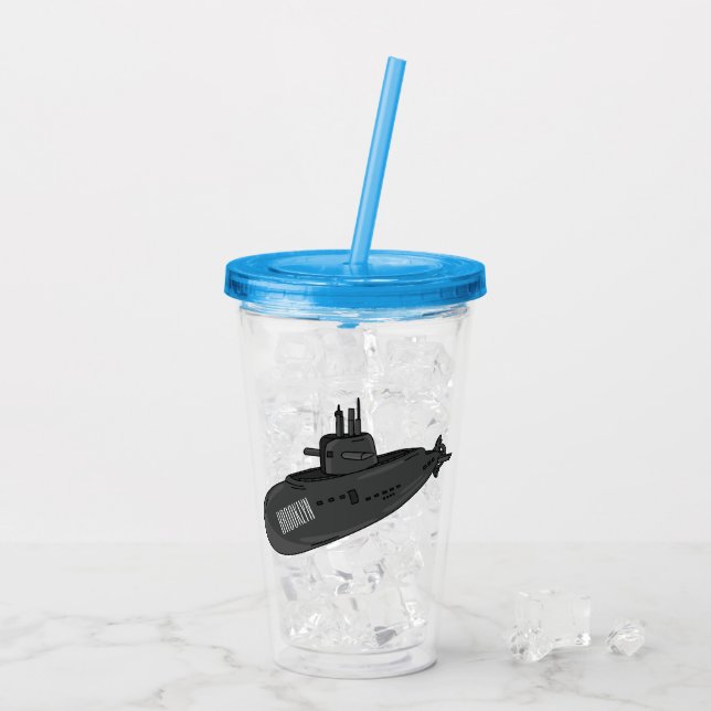 Undervattensillustration av tecknaden take away mugg (Baksida Ice)