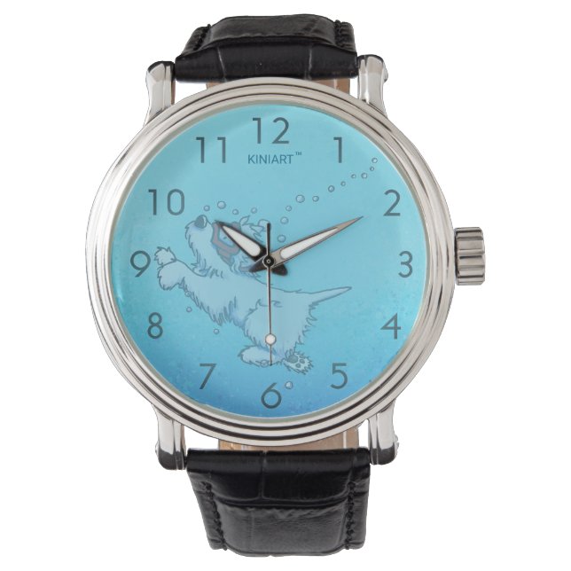 Undervattensimmande Westie Armbandsur (Framsida)