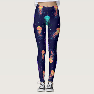 Undervattensjellyfiskvärlden: ljusa mönster. leggings
