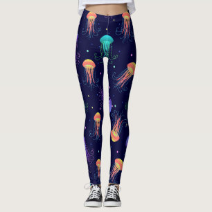 Undervattensjellyfiskvärlden: ljusa mönster. leggings