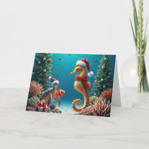 Undervattensjuka Juli Seahorse och Sea Turtle Kort