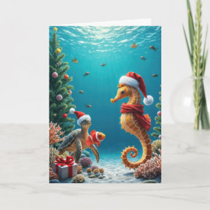 Undervattensjuka Juli Seahorse och Sea Turtle Kort