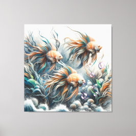 Undervattenskonst av fisk och korall i akryl canvastryck