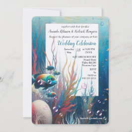 Undervattenskonst av fisk och korall i akryl inbjudningar