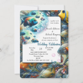 Undervattenskonst av fisk och korall i akryl inbjudningar